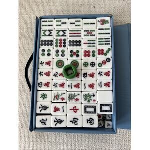 Vintage O.K Mahjong Set Red Tiles Travel Case Made in Hong Kong Compact